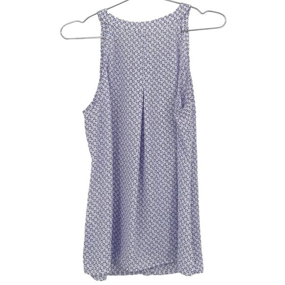 CAbi Priscilla Purple Flower Print Sleeveless Button Front Halter Blouse Top - Picture 2 of 5